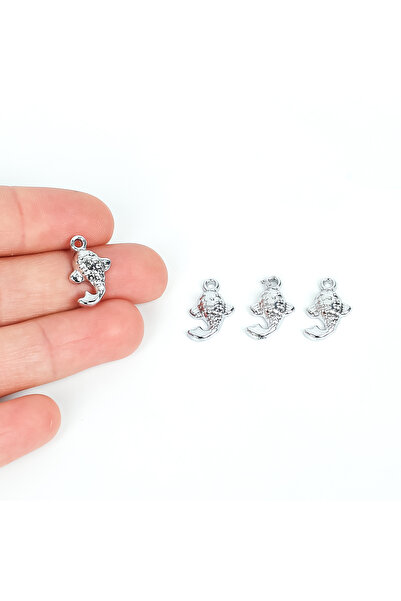 yfhobi 1 Adet - 17 mm Balık Desenli Uç, Charm Uç, Rodyum Kaplama 1.Kalite Kar...