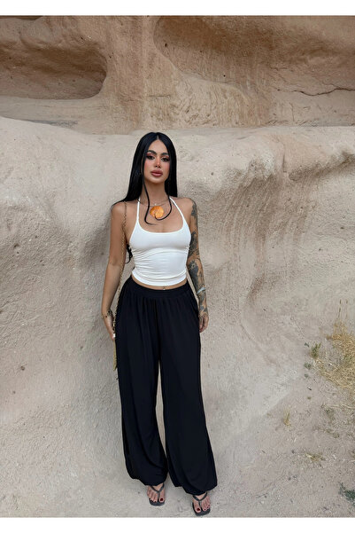 kırmızı butiks Black Balloon Pants with Elasticated Legs