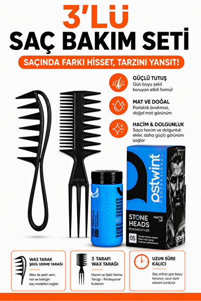 FESTİLO 3'lü Saç Şekillendirme Seti Wax Tarak + Çatal Tarak + Saç Şekillendir...
