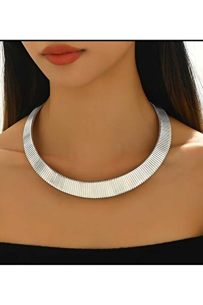 Ivory Pearl kobra yılan tasarımlı gümüş rengi beyaz altın kaplama çelik kolye...