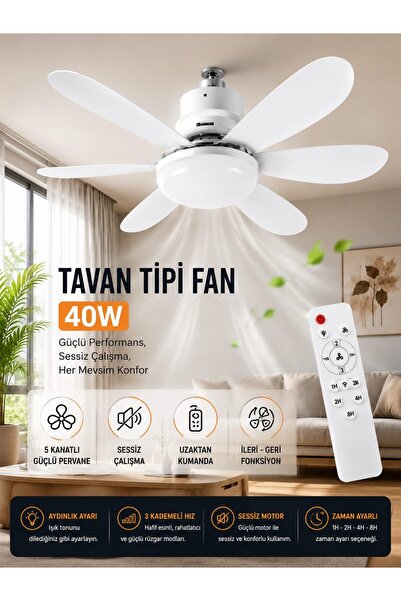 Newiba Teknoloji k2 pervane Led Işıklı Uzaktan Kumandalı Tavan Vantilatörü – ...
