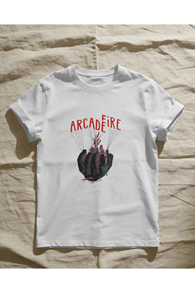 buzagi Arcade Fire Regular Unisex White T-Shirt
