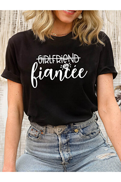 BASEPULSE تي شيرت مطبوع عليه حروف GIRLFRIEND Fiancee، قميص كاجوال بأكمام قصير...