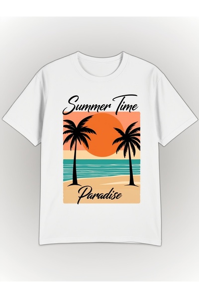 1001 Line تي شيرت رجالي أبيض من Paradise Palm، إصدار محدود، مثالي للارتداء في...