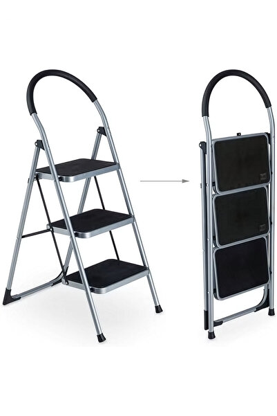 Cady One 3 Step Folding Step Stool with Wide Anti-Slip Pedals Heavy Duty with...
