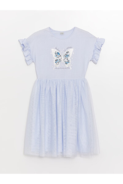 LC Waikiki Crew Neck Printed Short Sleeve Girls' Dress