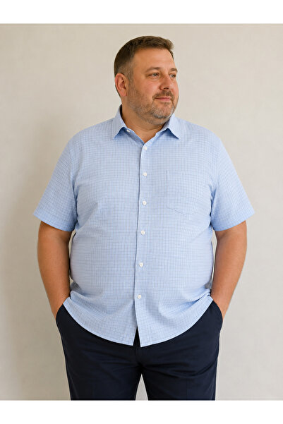 BABA PANT BOTRES BÜYÜK BEDEN(3XL-4XL) KISA KOL PAMUKLU TEK CEPLİ PİTİ KARELİ ...