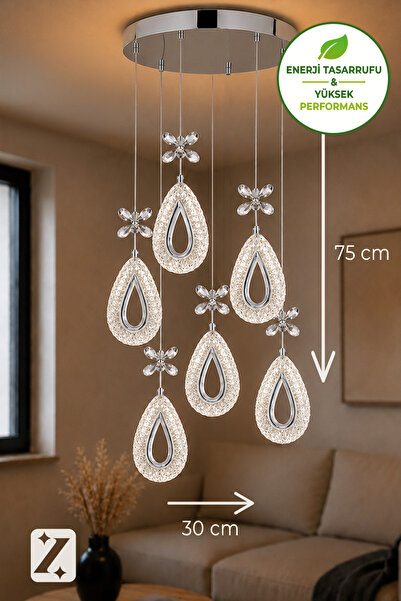 Zeda Teknoloji 6'lı Damla Led Modern Avize - LED Sarkıt Avize