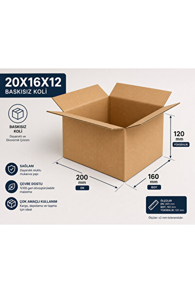 Nazpak Ambalaj 20x16x12 Çift Oluklu Karton Koli Kutusu 15 Adet | Kargo E-Tica...