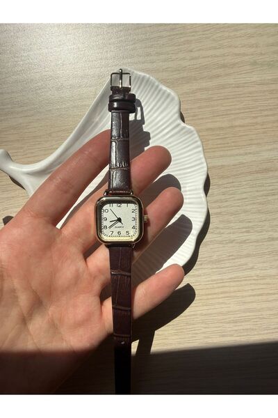 rubsey Minimal Leather Cord Women's Wristwatch Bitter Brown
