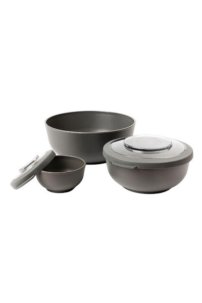 Amuse Set 3 boluri cu capac, AMUSE, Plastic, Gri