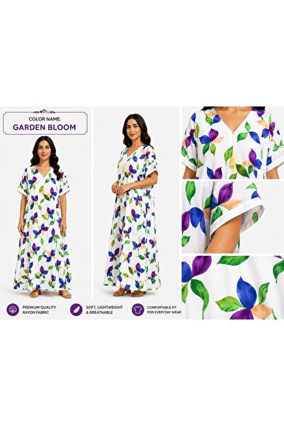 AYOUSH Women's Summer Robe, Half-Sleeve, Cool Cotton and Rayon Blend, Soft an...