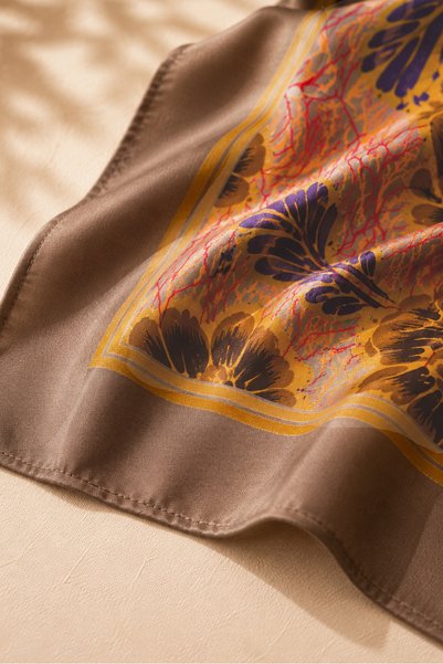 Defne&Apollon İpekçilik Defne Apollon Viola 100% Silk Handkerchief 33 X 33 cm – Mink