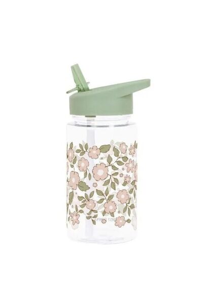 A Little Lovely Company Sticla plastica 450ml, flori, verde, set