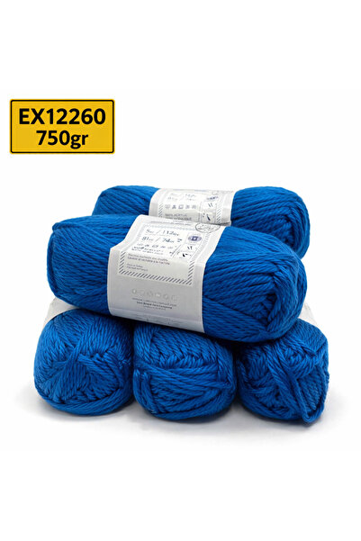 Oxford İplik İhraç Fazlası 5'li Paket 740gr Yumuşak Kalın Akrilik Koyu Turkua...
