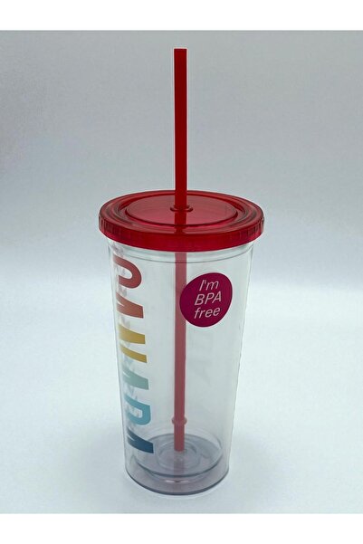 B&D Reusable Water Bottle, 700ml, BPA-Free, Red Lid with Straw, Canadian Design
