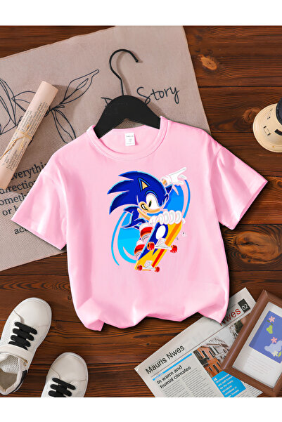 MAGORS تيشيرت للأطفال من SONIC THE HEDGEHOG بطبعة الموسم الجديد وياقة دائرية ...