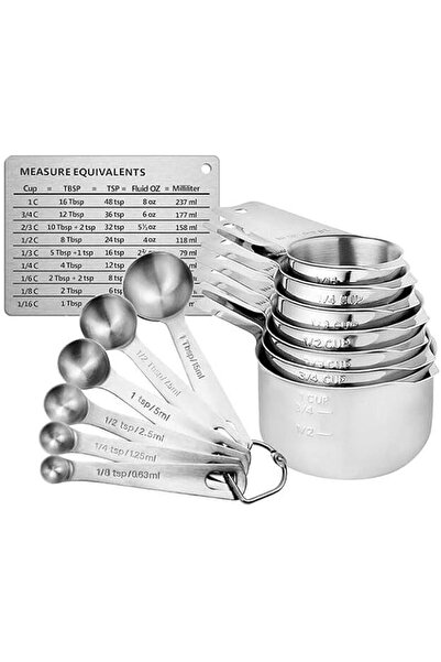 The Bros Measuring Cups and Spoons Set of 15, Durable Single Stainless Steel ...