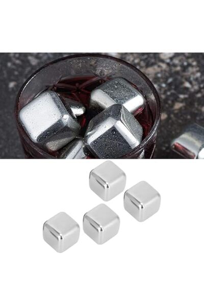 Yıldızan Ysf Shop 4-Piece Stainless Steel Ice Cube Set - Whiskey Stone, Reusa...