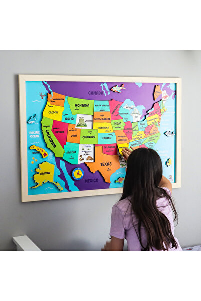 Crowart Magnetic Usa Map Puzzle, Interactive Wall Board