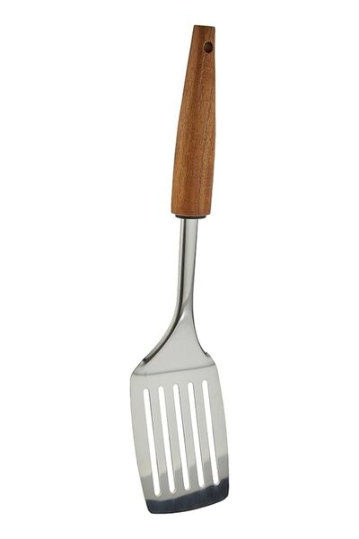 The Bros Stainless Steel Slotted Turner with Acacia Wood Handle AC-KA0127