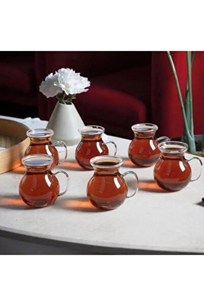 Yıldızan Keyfi Ala Borosilicate Glass Tea Cup Set, 200ml, 6-Piece, Thermicil ...