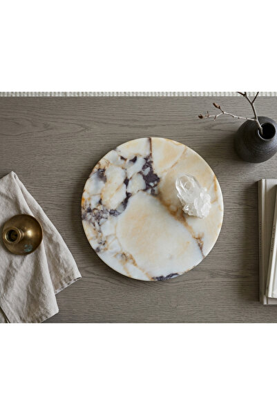 Pergamon Marble & Design Real Marble Decorative Tray 25 cm – Polished Natural...