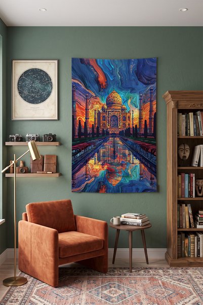 Milura Tapiserie Taj Mahal – Tapiserie decorativă modernă din țesătură de cal...