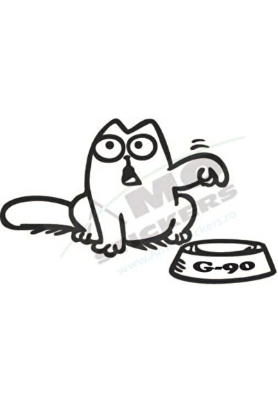 Amo-Stickers Sticker Auto Pisica Fuel empty 2 25cm Alb