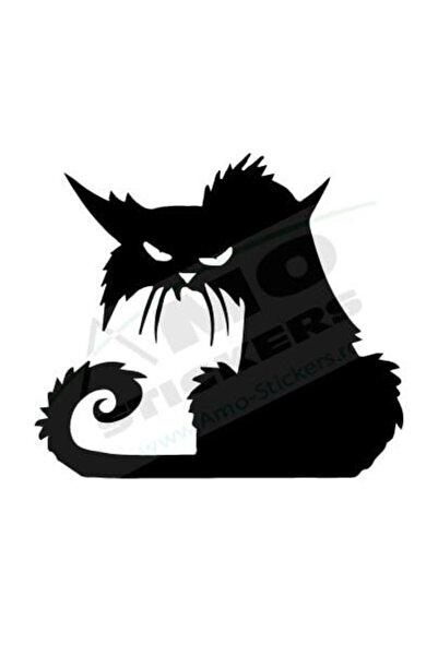 Amo-Stickers Sticker Auto Pisica suparata 25cm Gri inchis
