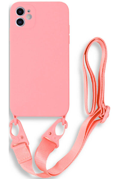 Bodycell Θήκη Σιλικόνης με Λουράκι Λαιμού - Apple iPhone 11 - Pink