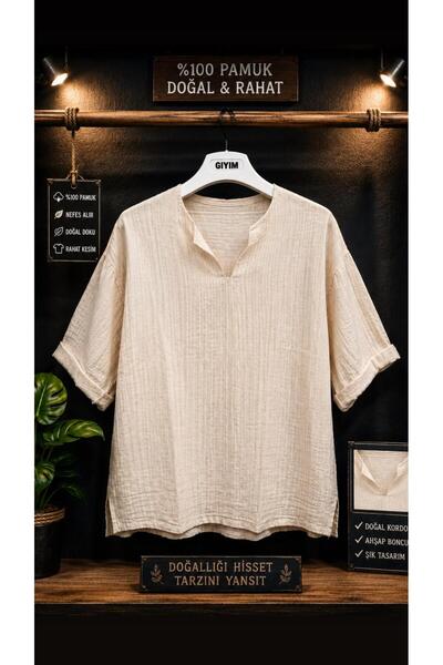 BYBÜLENT Şile Bezi Comfortable Cut Half Placket Shirt