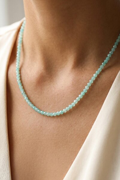 Taş Sandığı Amazonite Stone Faceted Cut Pendant – 3 mm – Stainless Steel
