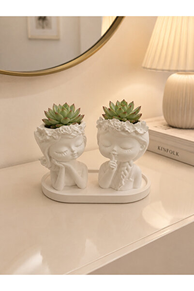 dimlight home Çiçekli kızlar sukulent kaktüs saksı set