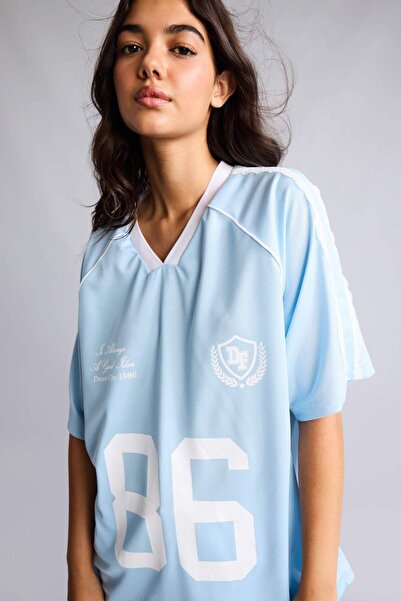 DeFacto Oversize V-Neck Printed Short Sleeve T-Shirt I1688Ax26Au