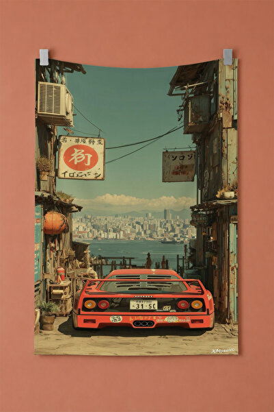 gxe.art Retro Car Wall Covering, Vintage Racing Room Decor, Fabric Wall Tapestry