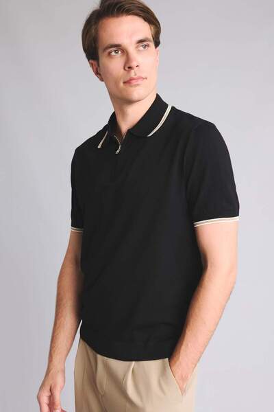 DeFacto Standard Fit Zipper Collar Short Sleeve Polo T-Shirt H8967Ax26Au