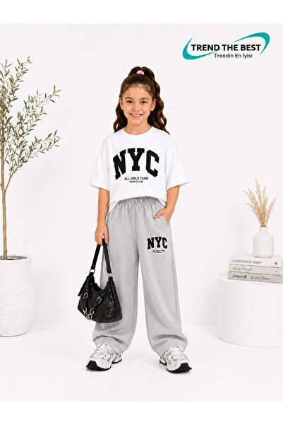 TREND THE BEST Trendin En İyisi Summer Girl Boy Unisex Kids Nyc Printed Gray ...