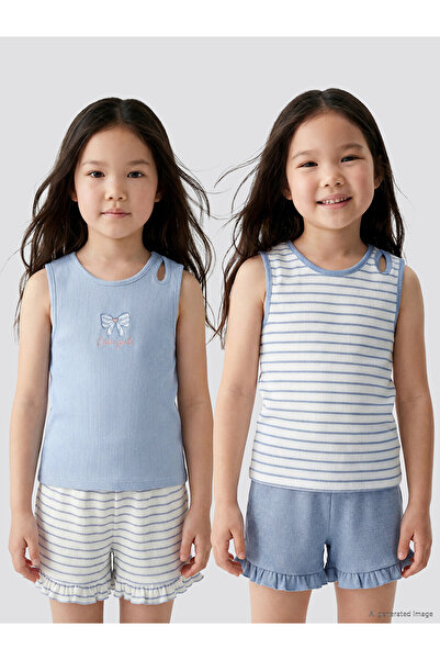 LC Waikiki Peak New Season Embroidered Girls' Ribbed Undershirt 2-Pack