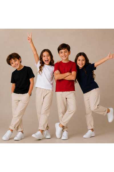 BEBEĞİME ÇORAP 4 piese Tricou pentru copii din bumbac pieptănat Basic / Roșu-...