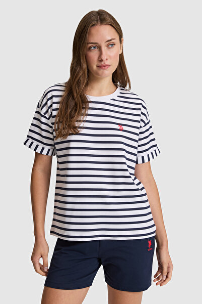 U.S. Polo Assn. Kadın Beyaz Bisiklet Yaka Tişört 50322084-VR013