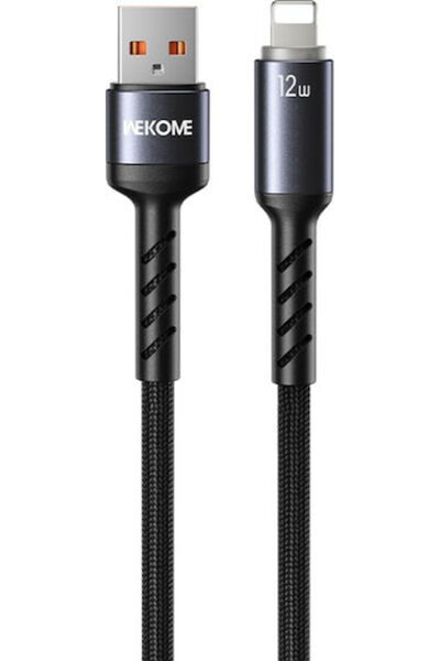 WK Καλώδιο LED USB-A σε Lightning 12W Μαύρο 1.2μ