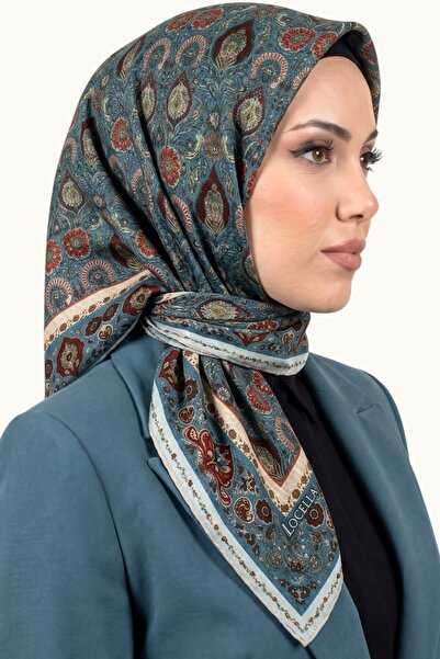hadiora وشاح نسائي ناعم من القطن العضوي بتصميم زهور وشالات زرقاء عرقية
