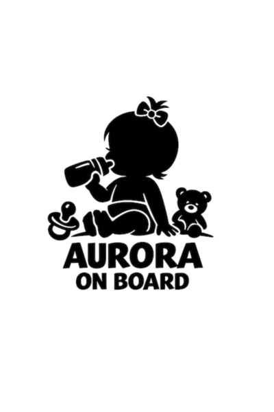 OEM Autocolant decorativ auto  "AURORA ON BOARD ", 10cm, Negru