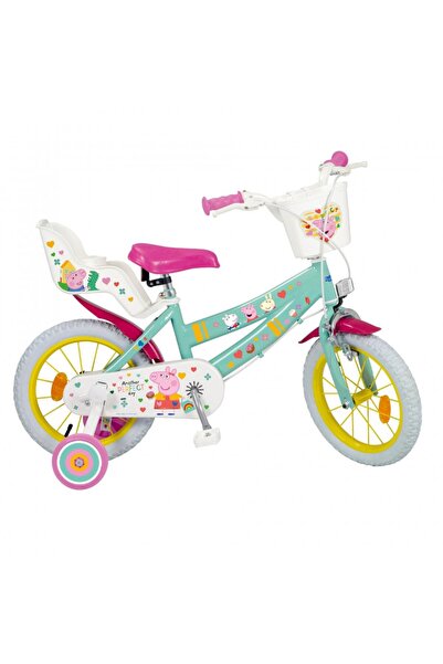 Toimsa Bicicleta copii Peppa Pig Green 16 inch, cu cosulet frontal si scaunel...