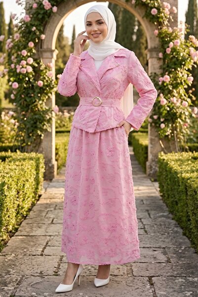 TOFİSA Комплект от две части с пола с колан, розов - 28645-PINK
