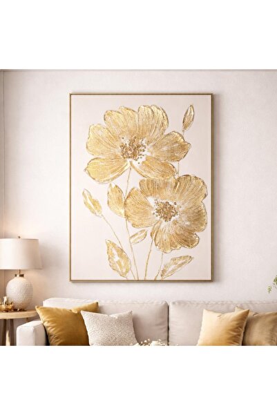 Afkar modern Texture Art Gypsum Wall Painting Flowing Design Gold Lines Black...