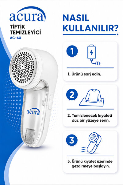 Acura AC-40 6 Bıçaklı Şarjlı Tüy ve Tiftik Temizleyici