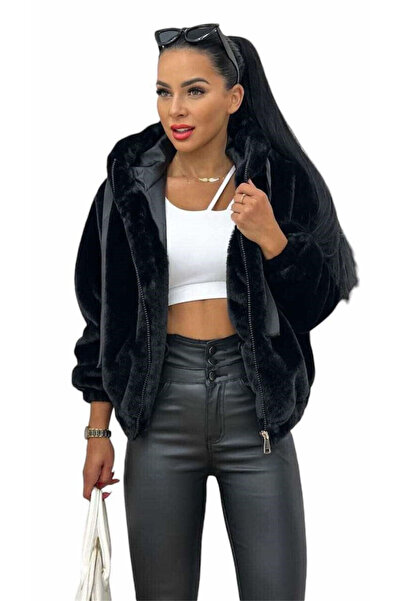 Woman's Fashion Κοντό γυναικείο μπουφάν για τον χειμώνα, μαύρο