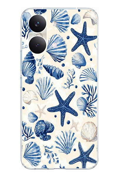 TechTree POCO X8 PRO MAX Uyumlu Mavi Deniz Kabuğu ve Yıldız Desenli Baskılı S...